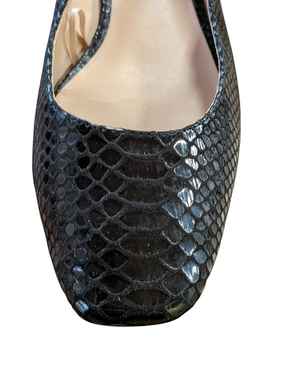 Loft Outlet Black Faux-Snakeskin Square Toe Mary Jane Flat Size 9 - Picture 6 of 9